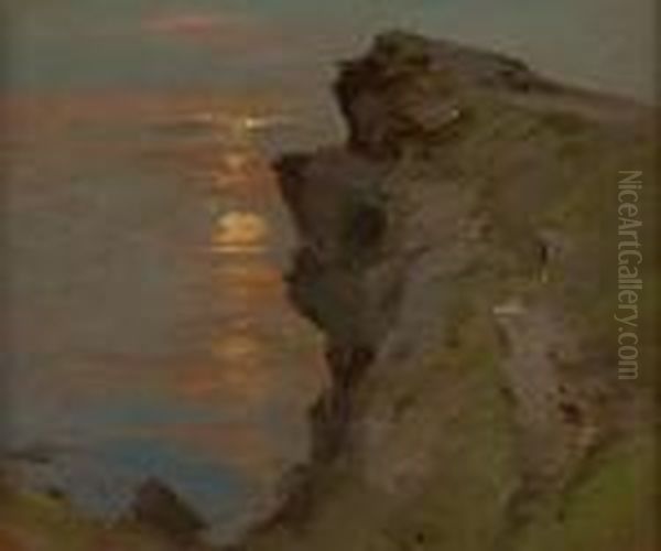 Clifftop Evening Oil Painting by John Campbell Mitchell