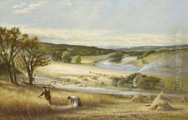 Harvest By The Dee Oil Painting by John Mitchell Of Aberdeen