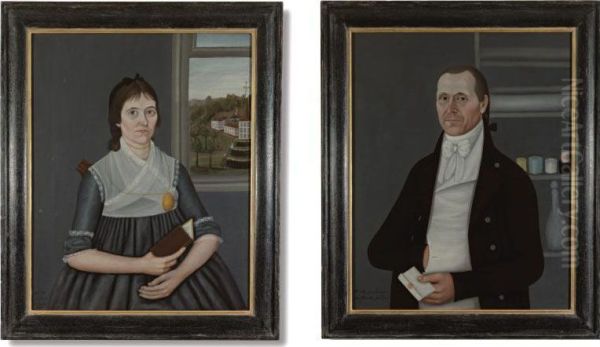 Pair Of Portraits Of Major Daniel Coffin (1763-1838) And Elizabeth Stone Coffin (1767-1811) Of Newbury, Massachusetts Oil Painting by John Mitchell Of Aberdeen