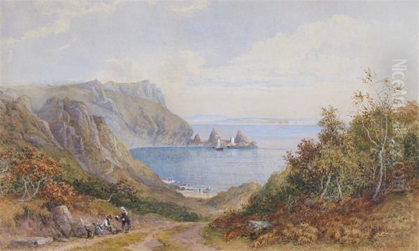 Anstey's Cove Near Torquay, Devon Oil Painting by Philip Mitchell