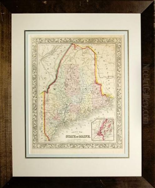 County Map Of The State Of Maine Oil Painting by Samuel Augustus Mitchell