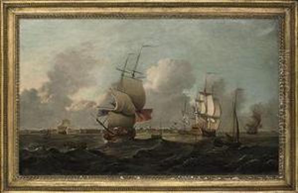 Ships Of The Fleet Off The Naval Dockyard At Sheerness Oil Painting by Thomas Mitchell