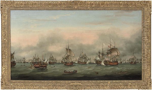 The Battle Of The Saintes Oil Painting by Thomas Mitchell