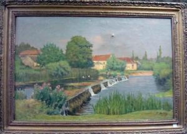 Bords D'une Riviere Oil Painting by Joseph Mittey