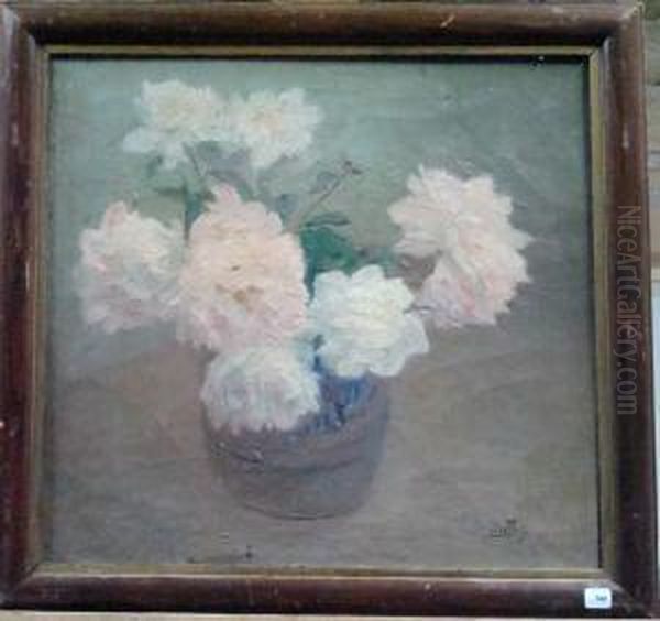 Le Pot De Pivoines Oil Painting by Joseph Mittey