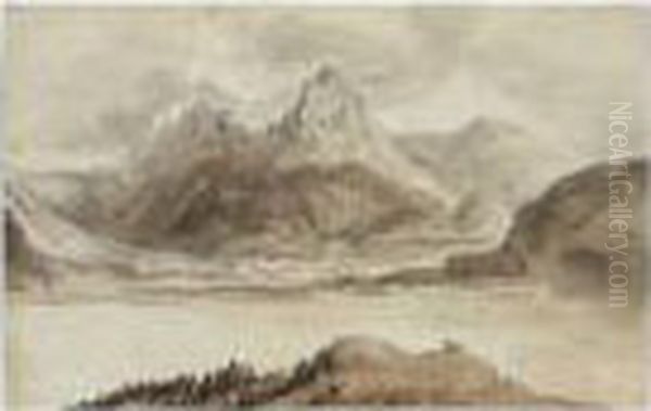 Three Alpine Views, Two Showing St. Gothard And The Rigi Oil Painting by Jakob Christoph Miville