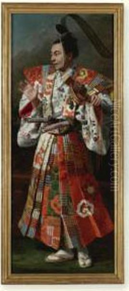 Portrait Of The Manzai Actor In The Role Of A Samurai Oil Painting by Comte Andrzej Jerzy Mniszech