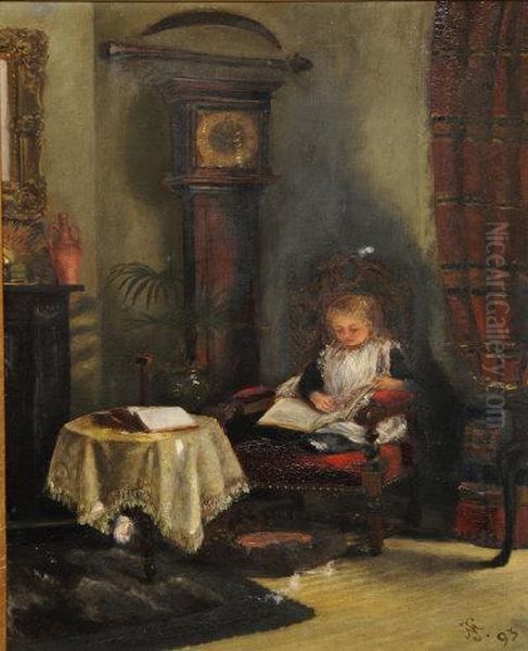 Girl Reading. Oil Painting by Mariquita Jenny Moberly