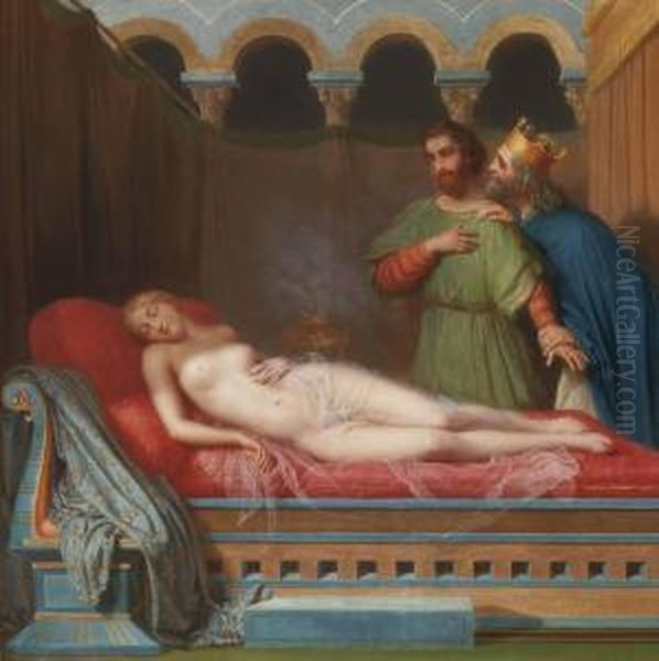 La Femme Du Roi Candaule Oil Painting by Charles Victoire Frederic Moench