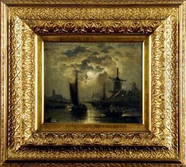 Marine Nocturne Oil Painting by Edward Moerenhout