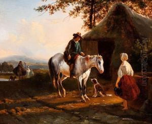 By The Well Oil Painting by Joseph Jodocus Moerenhout