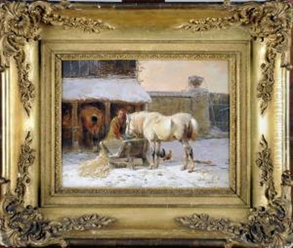 Paysan Et Son Cheval Oil Painting by Jozef Jodocus Moerenhout