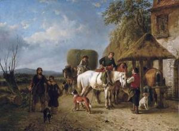 Chez Le Forgeron Oil Painting by Jozef Jodocus Moerenhout