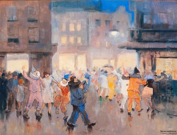 Carnaval 'antwerpen' Oil Painting by Herman Moerkerk