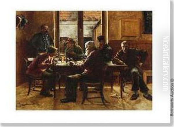 The Card Game Oil Painting by Jan Moerman