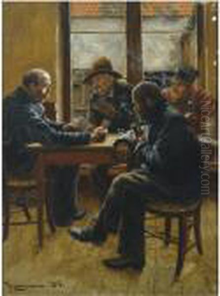 The Cardgame Oil Painting by Jan Moerman