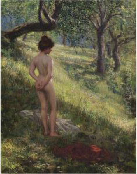 Akt Im Wald (nude In A Glade) Oil Painting by Hermann Moest