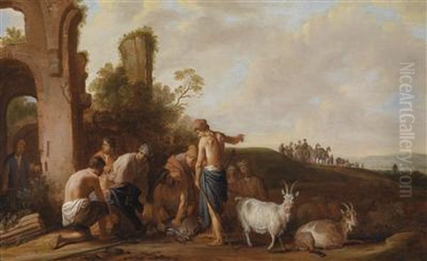 Joseph Sold By His Brothers Oil Painting by Claes Cornelisz Moeyaert