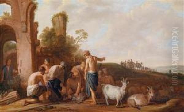 Joseph Wird Von Seinen Brudern Verkauft Oil Painting by Claes Cornelisz Moeyaert