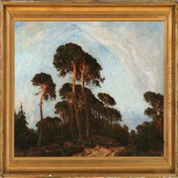 Landscape With Trees Oil Painting by Ludvig Mogelgaard