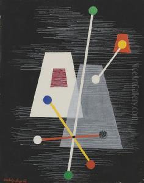 Truncated Pyramids Oil Painting by Laszlo Moholy-Nagy