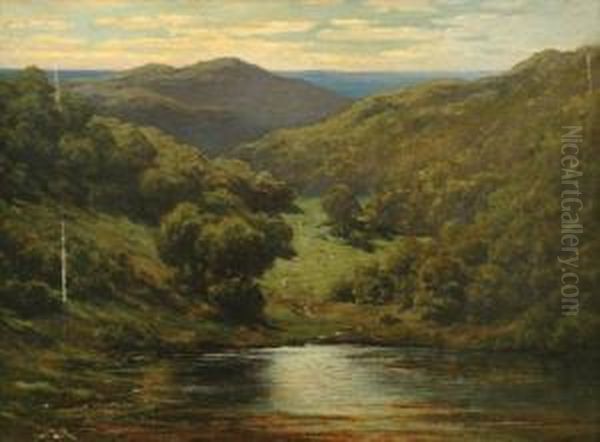 River Valley Oil Painting by Johann Georg Mohr