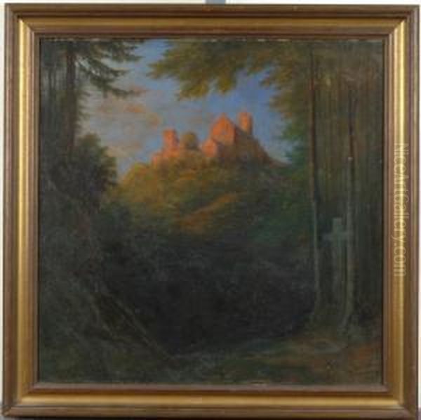 Wartburg Im Abendlicht Oil Painting by Johann Georg Mohr