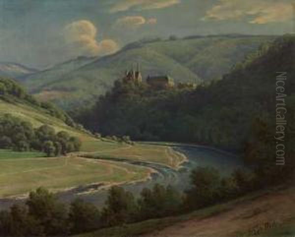 Kloster Arnstein An Der Lahn Oil Painting by Johann Georg Mohr