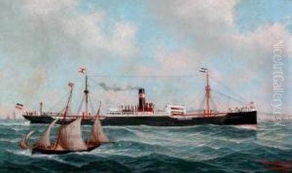 The Merchant Steamer, Wartburg Oil Painting by John Henry Mohrmann