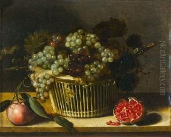 Nature Morte De Raisins, Grenade Et Bigarade Oil Painting by Louise Moillon