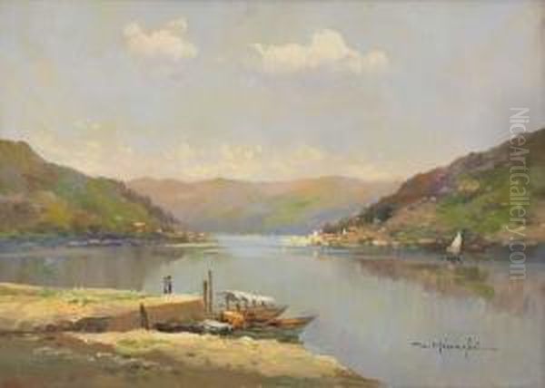 Veduta Del Lago Maggiore Oil Painting by Anacleto Moiraghi