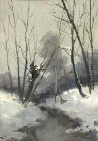 Inverno Oil Painting by Anacleto Moiraghi