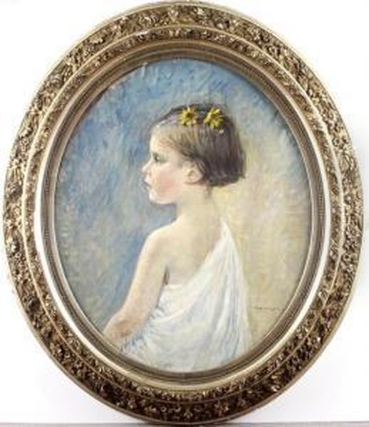 Portrait Of A Young Girl Oil Painting by Alfred Moitroux