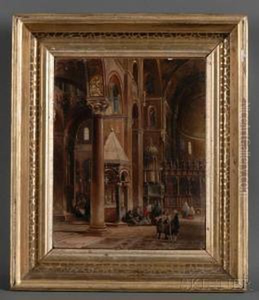 Interior, San Marco, Venice Oil Painting by Frederico Moja