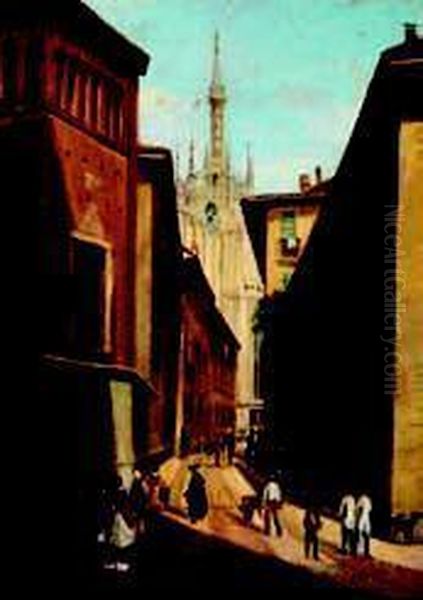 Scorcio Di Milano Oil Painting by Frederico Moja