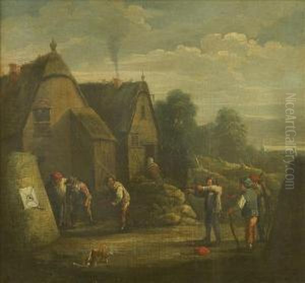 A Village Archery Contest Oil Painting by Jan Miense Molenaer