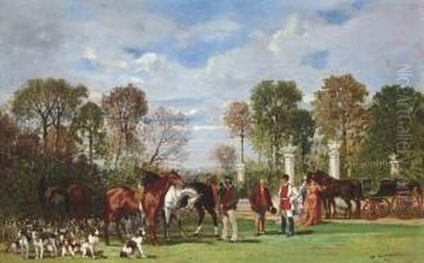 Before The Hunt Oil Painting by Auguste Molin