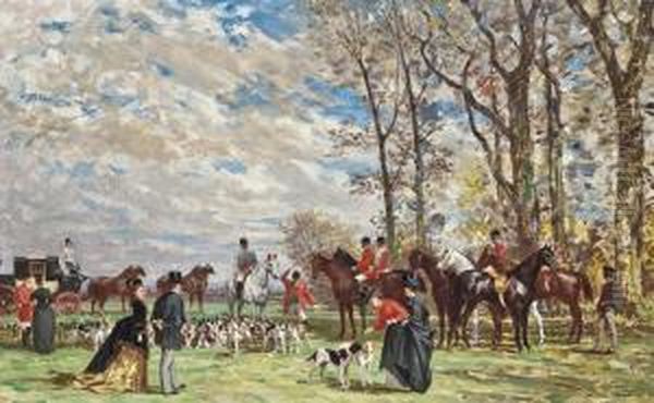 Chasse A Courre Oil Painting by Auguste Molin