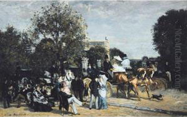 Promenade Au Bois De Boulogne Oil Painting by Auguste Molin