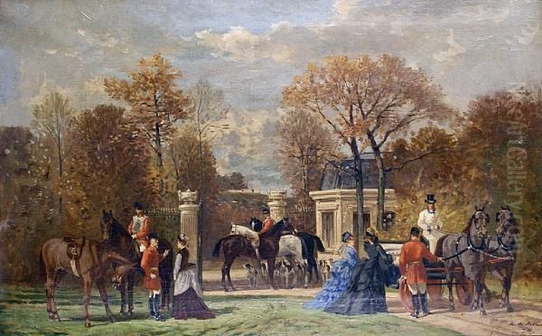 The Start Of The Hunt Oil Painting by Auguste Molin