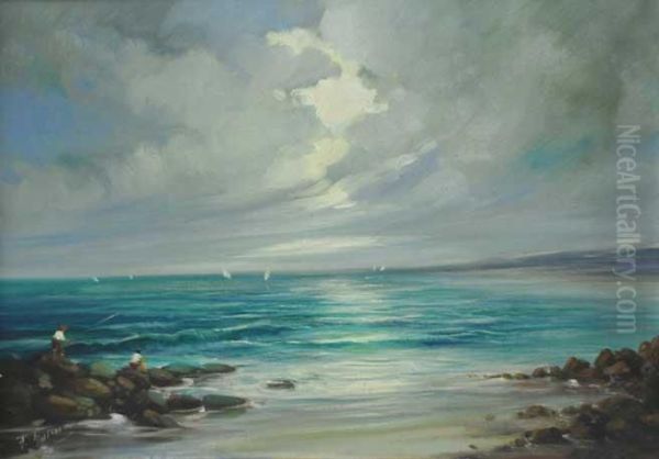 Marina Oil Painting by F. Molina