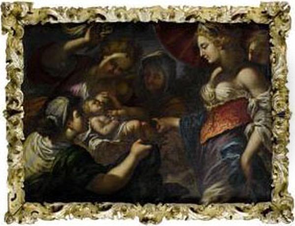 Abraham And The Three Angels Oil Painting by Antonio Molinari