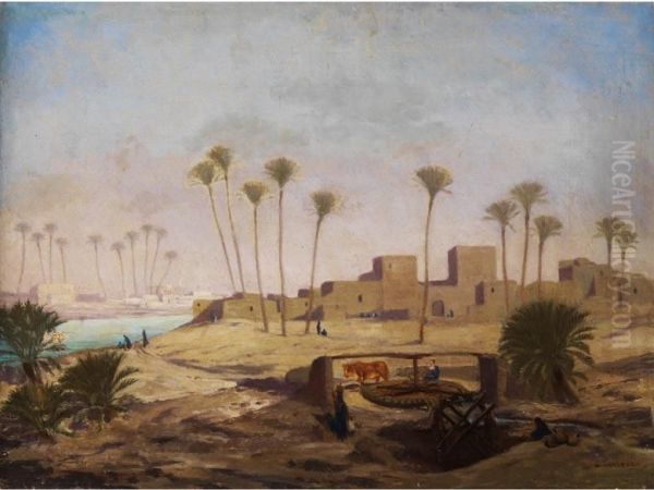 Orientalische Flusslandschaft Oil Painting by Guido Molinari