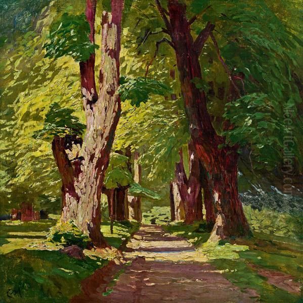 Waldweg Im Prater Oil Painting by Carl Moll