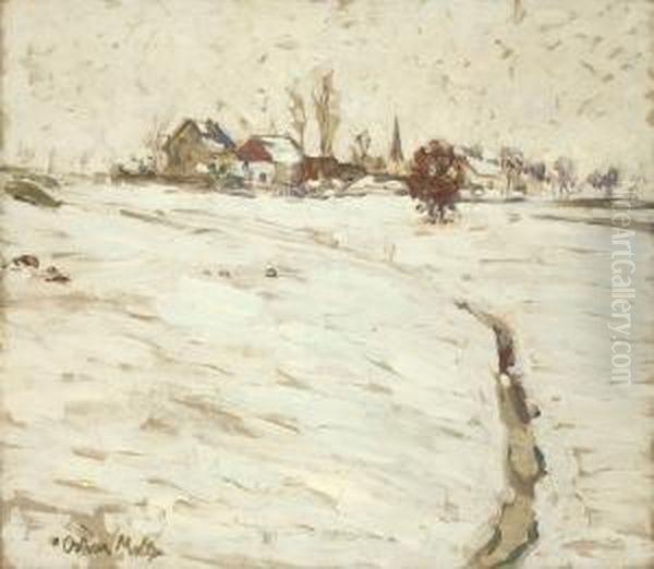 Schneelandschaft Bei Grafrath Oil Painting by Oskar Moll