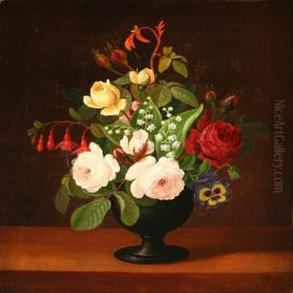 Colourful Flowers In A Vase Oil Painting by Christian Mollback