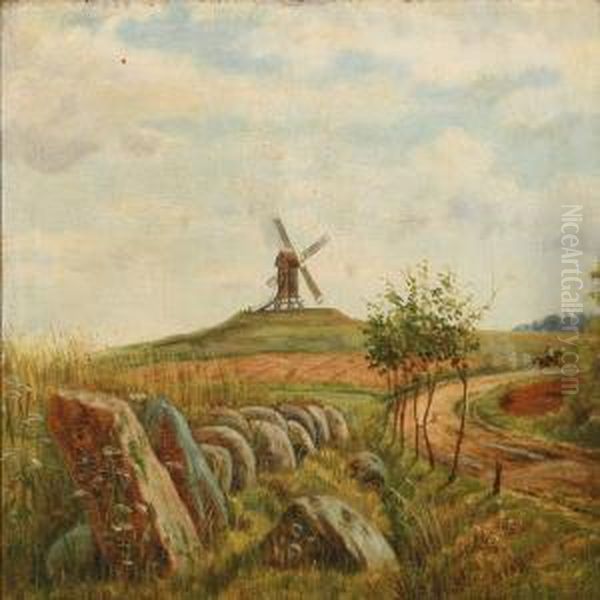 Landskab Fra Holbek Egn Oil Painting by Johannes Heinrich L. Moller