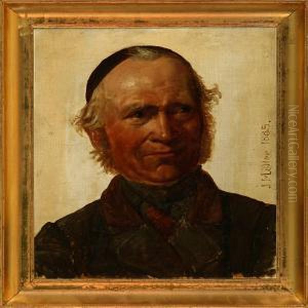 A Man With A Cap Oil Painting by Johannes Heinrich L. Moller