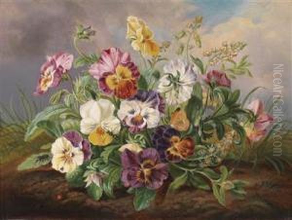 Pansies Oil Painting by Anton Mollis