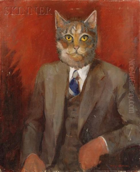 Gentleman Cat Portrait Oil Painting by Kay Mollison